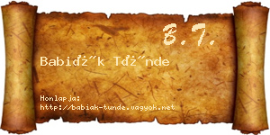 Babiák Tünde névjegykártya